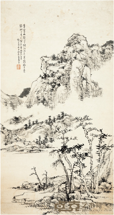 胡震 桐江山色图 61×32cm