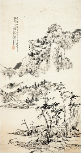 胡震   桐江山色图