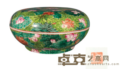 清·粉彩合合美美捧盒 D:26cm H:13.5cm