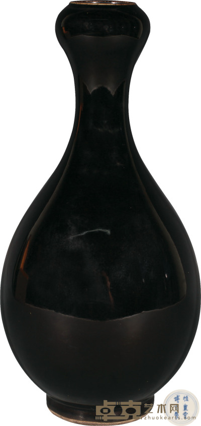 清·乌金釉蒜头瓶 D：45cm