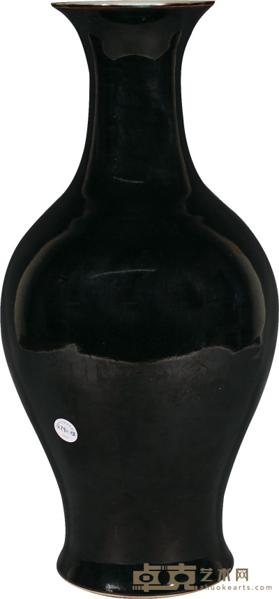 清·中期乌金釉观音瓶 H：39cm