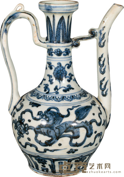 明·万历狮纹青花执壶 H：24.5cm