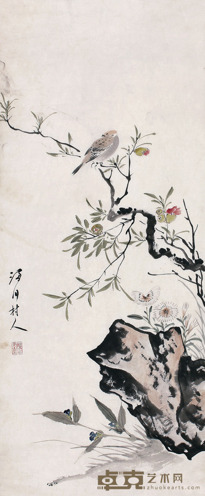汪慎生  花鸟 68cm×28cm  约 4.2 平尺