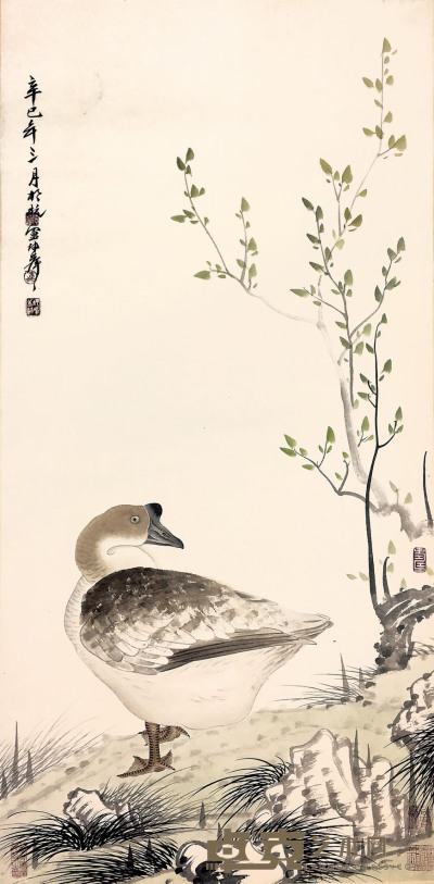 卢坤峰 花鸟 132×64cm