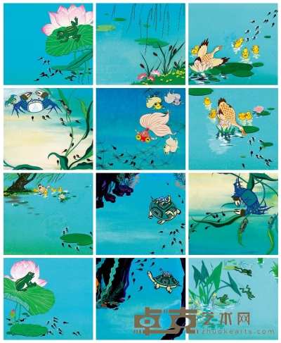 钱家骍 《小蝌蚪找妈妈》 插图原稿二十八帧 17.5×21cm×28
