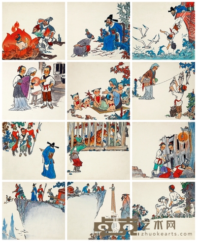 曾佑瑄《刘家五兄弟》连环画原稿二十七帧 20.2×22cm×27