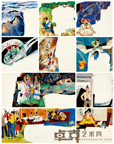 李少文《重阳节的故事》连环画原稿二十二帧 16.3×18cm  19.5×20.2cm×20