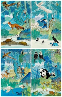 杨永青《在森林里》 插图原稿二十帧