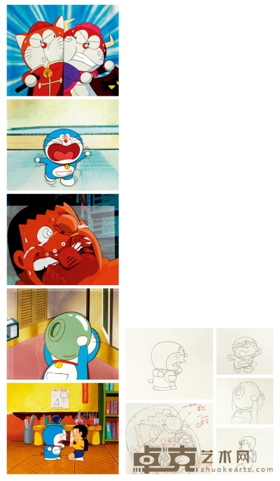 《哆啦A梦》 动画赛璐璐片五帧 23×26.5cm×9
