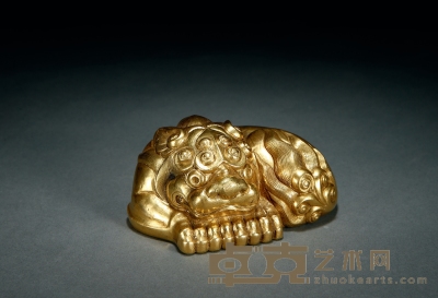 清·铜鎏金狮镇  高：4.5cm 长：10cm 宽：8cm 