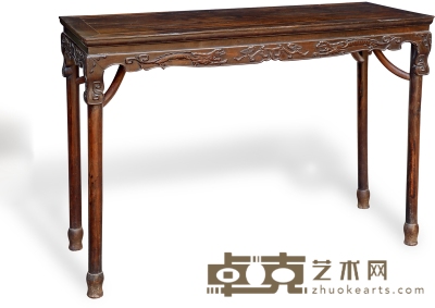 清·紫檀浮雕龙纹条桌 高：86.5cm 长：120cm 宽：45.5cm