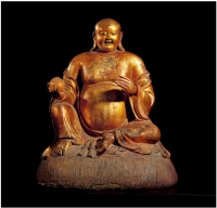 元·木胎漆金夹纻弥勒佛像