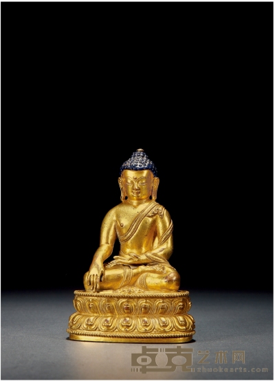 清·铜鎏金释迦摩尼佛 高：13.5cm