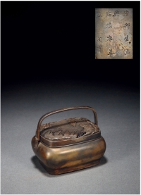 清早期·铜镂雕山水人物手炉 