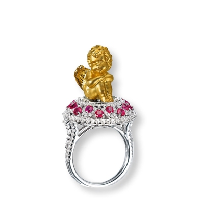 金镶红宝石“天使”戒指
