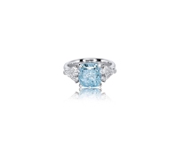 4.38克拉枕形彩蓝绿（FANCY BLUE-GREEN）钻石戒指