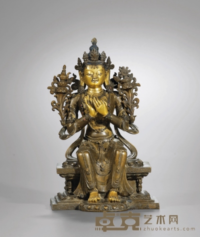 清乾隆宫廷·铜鎏金弥勒坐像 高：24.3cm