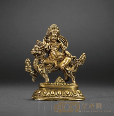 清乾隆·铜鎏金黑财神坐像 高：9.3cm