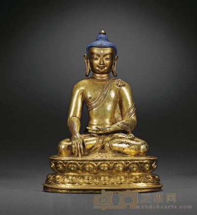 15世纪·铜鎏金释迦坐像 高：22.4cm