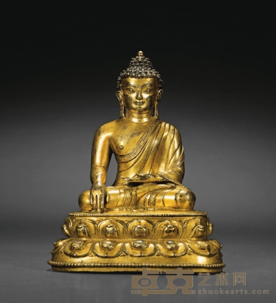 14世纪·铜鎏金释迦牟尼坐像 高：15cm