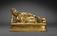 清乾隆·铜鎏金佛陀涅槃像