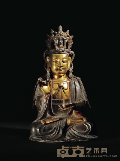 明·铜鎏金地藏菩萨坐像 高：40cm