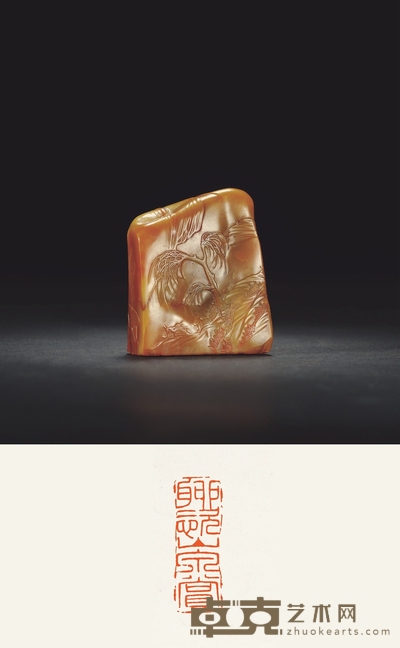 林清卿作寿山杜陵石山水薄意随形章 5.1×2.1×6.1cm