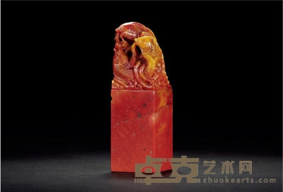 寿山杜陵石鱼钮章 2.9×2.9×9.3cm