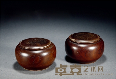 清早期·黄花梨围棋盒 （一对） 高7.7cm；直径11.8cm