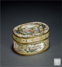 清·铜胎画珐琅西洋人物盖盒