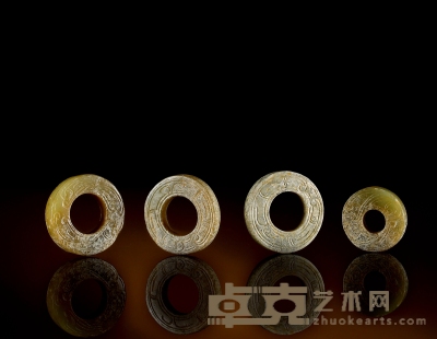 西周·沁色玉环 （一组四件） 直径2.2cm；直径2.8cm；直径2.9cm；直径2.9cm
