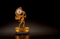 19世纪制 法国铜鎏金天使小台钟