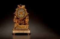 1900年制 铜鎏金镶嵌白玉表盘人物座钟