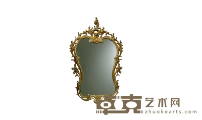 19世纪制 铜鎏金花卉装饰吊镜 高85cm；上宽43cm；下宽38cm