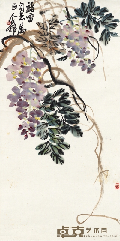 王个簃 紫藤图 67.5×33.5cm