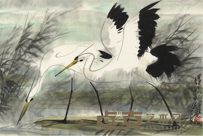 林风眠 双鹭图 68×45.5cm