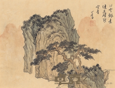溥儒 江云石壁图 31×24.5cm