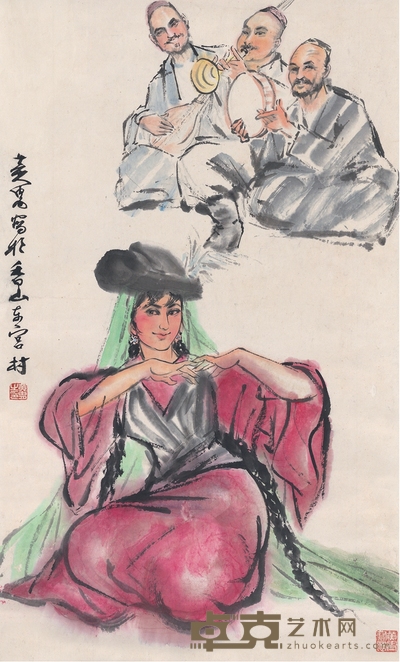 黄胄 新疆舞蹈图 66.5×40.5cm