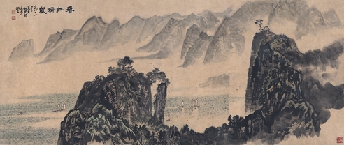 孔仲起 春江晴岚图