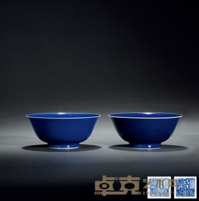 清乾隆 霁蓝釉大碗 （一对） 直径17.8cm