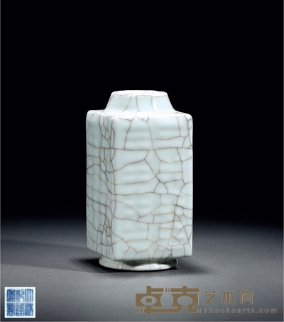 清乾隆·仿官釉琮式瓶 高20.8cm