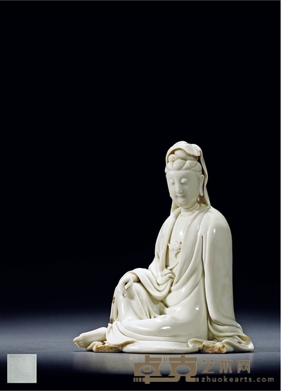 明·林希宗作德化窑观音坐像 高18.2cm