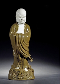 清中期·酱釉达摩像
