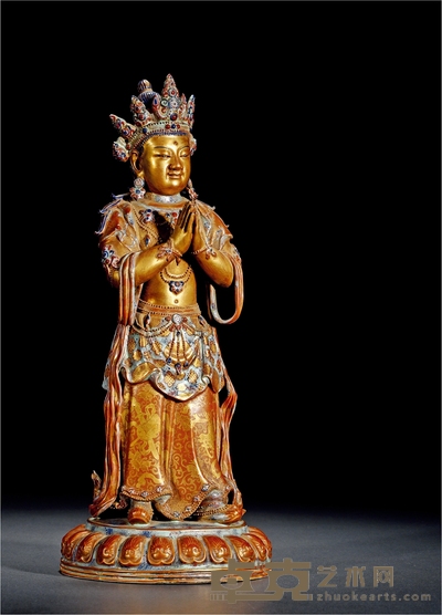 清·粉彩描金无量寿佛 高36.3cm