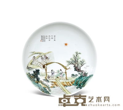 民国·方云峰绘粉彩农乐图盘 直径28cm