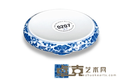 清乾隆·青花花卉纹圆形笔舔 直径7.5cm