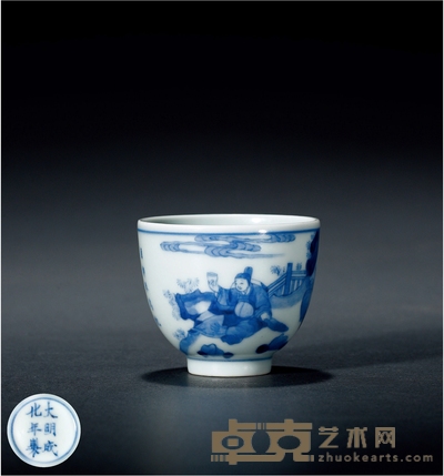 清康熙·青花饮中八仙杯 口径6cm