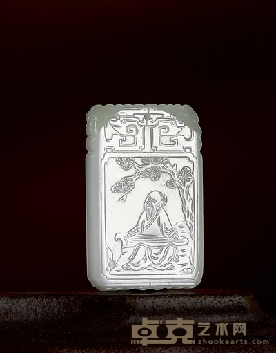 松下抚琴 白玉牌 54×35×7mm;重量37.4g