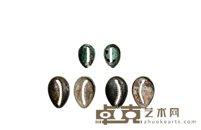 商-周·晋国地区青铜贝币一组三枚 通长18-24mm