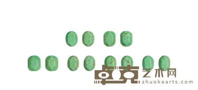 周·绿松石龟形币一组六枚 通长17mm